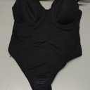 SHAPELLX Shapewear Bodysuit for Women Tummy Control Strapless Body Suit Faja Body Shaper Thong (Large, A1-black)