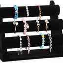 PowerKing 3 Tiers Black Velvet Jewelry Organizer Stand, Detachable Bracelet Display Stand and Holder, Jewelry Display Organizer for Bracelet Watch