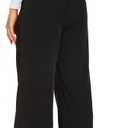 FUNYYZO Wide Leg Pants Women's High Elastic Waisted in The Back Business Work Trousers Long Straight Suit Pants (Black, S)
