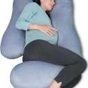 MOON PARK Pregnancy Pillows for Sleeping - U Shaped Full Body Maternity Pillow with Removable Cover - Support for Back, Legs, Belly, HIPS - 57 Inch Pregnancy Pillow for Women - Grey (Velvet Cover - 57 Inch)