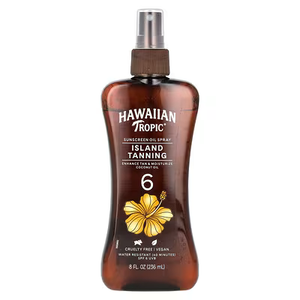 Hawaiian Tropic Island Tanning Oil Spray Sunscreen SPF 6, 8oz | Tanning Sunscreen, Moisturizing Body Oil, Oxybenzone Free, 8oz (8 Fl Oz (Pack of 1))