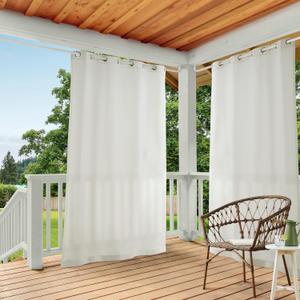 TOWN & COUNTRY BASICS Cabana Solid Heavyweight Indoor Outdoor Curtains, Light Filtering Opacity with Grommet Top, Water Repellent, 2-Pack Set, 54"x84", Vanilla