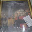 Blue Tram At Sunset With Church During Sunset Nautical & Coastal Framed Wall Art