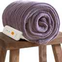 GOTCOZY Electric Blanket Heated Throw 50''X60''- Ribbed Faux Fur Heated Blanket with 4 Heating Level & 3 Hour Auto Off Heating Blanket, ETL&FCC Certified Machine Washable(Violet)