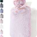Qomfor Hot Water Bottle with Soft Cover - 1.8L Large - Classic Hot Water Bag for Pain Relief, Neck and Shoulders, Feet Warmer, Menstrual Cramps, Hot and Cold Therapy - Great Gift for Girls - Pink