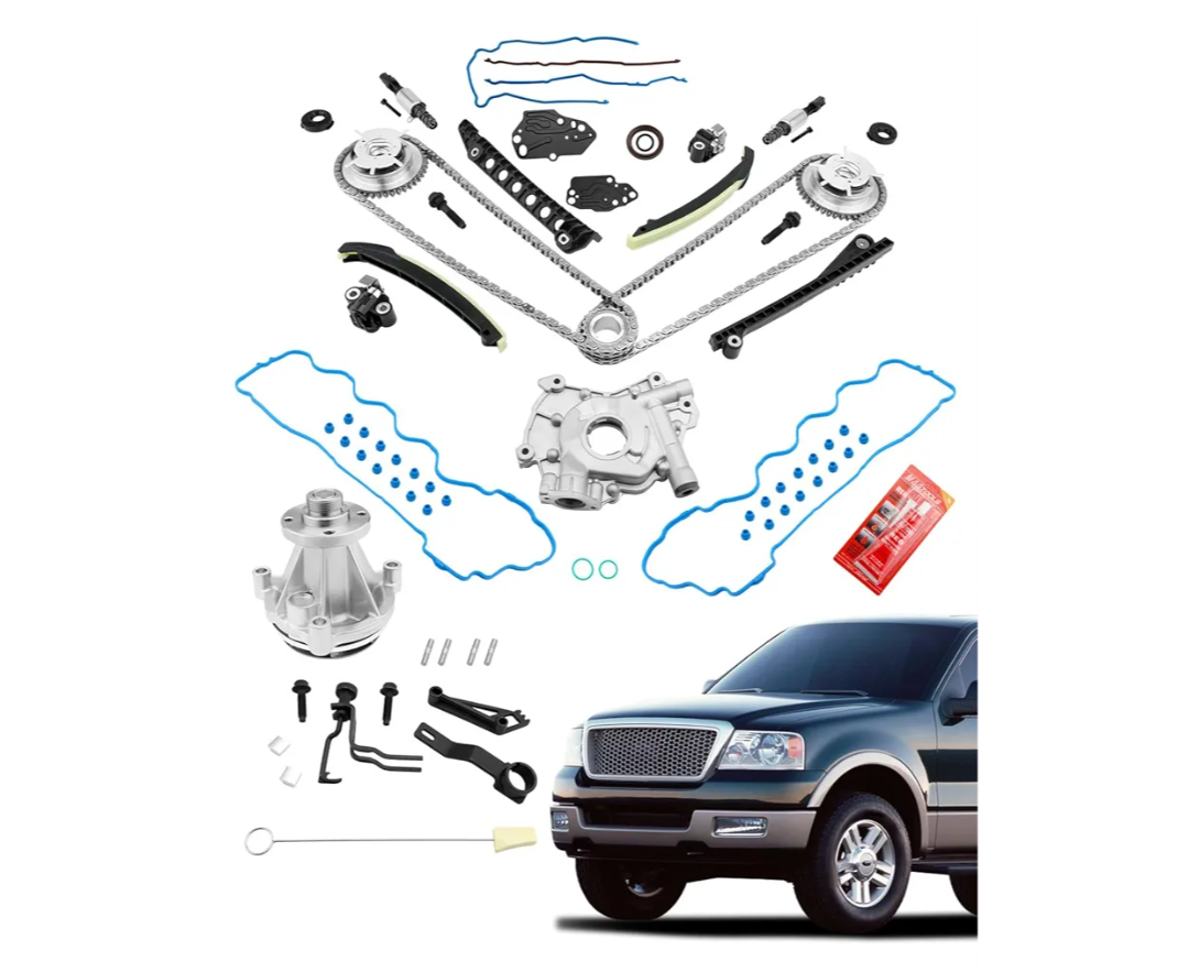 Timing Chain Kit 5.4 L, 2004-2011 Ford Expedition F-150 F-250 F-350 Super Duty, Lincoln Mark Lt Navigator, with Oil/Water Pump Timing Belt Tools, 5.4L V8 3-Valve Engine, 5L3Z-6268-A, 3R2Z6A257DA