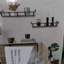 2 pcs Decorative Wall Shelf Set Brown/Black, Wood & Metal (Large; 23.62" x 5"91, Small: 19.69" x 4.92")