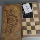 AMEROUS 15 Inches Magnetic Wooden Chess Set - 2 Extra Queens - Folding Board - Pieces Storage Slots, Handmade Portable Travel Chess Game - Beginner Chess Set for Kids, 6 up Age