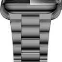 Iiteeology Lightweight Stainless Steel Band Designed for Apple Watch Ultra 3 & Ultra 2, Series 1-11, 46mm, 45mm, 44mm, 42mm, Replacement iWatch Bands for Men & Women,Space Gray