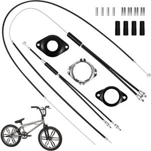 BMX Bike Gyro Brake Cables Front+Rear (Upper+Lower) with Spinner Rotor Full Kit, Bicycle Brake Lines Set Cable Wire & Housing, Suitable for Most Gyro Systems and 20" Bikes, Stabled