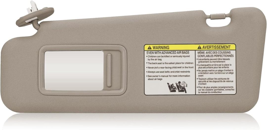 TadaMark Left Driver Side Sun Visor Fit for Toyota Highlander 2008 2009 2010 2011 2012 2013 Beige with Light Replace # 74320-48500-B0