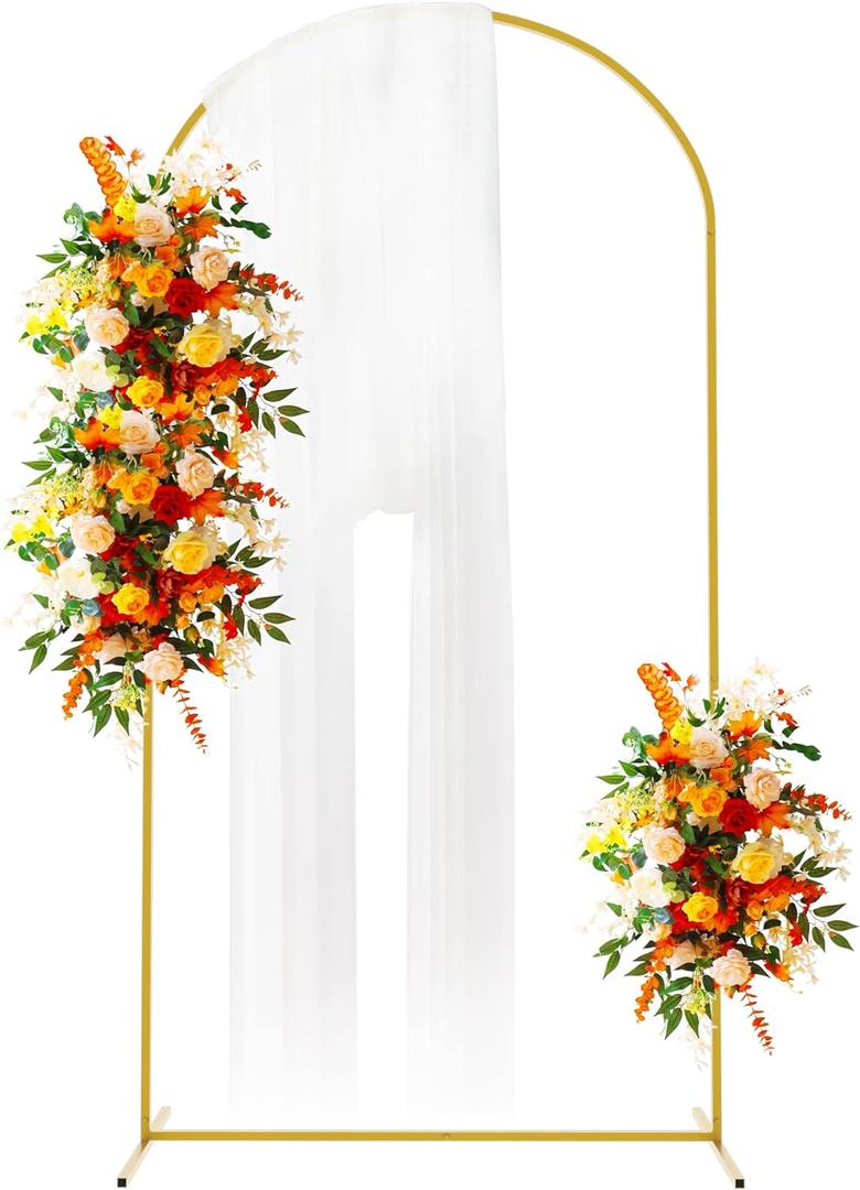 Putros Metal Arch Backdrop Stand 6.6FT Gold Wedding Balloon Arched Backdrop Stand Square Arch Frame for Birthday Party Bridal Baby Shower Ceremony Decoration