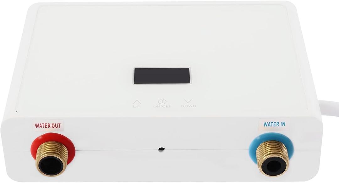 instant hot water heater under sink 4000W Portable Tankless Water Heater Electric Mini Instant Hot Water Heater 28-55/82-131 Thermostatic Washing Heating System For Kitchen Bathroom Camping & RV, 11 (White)