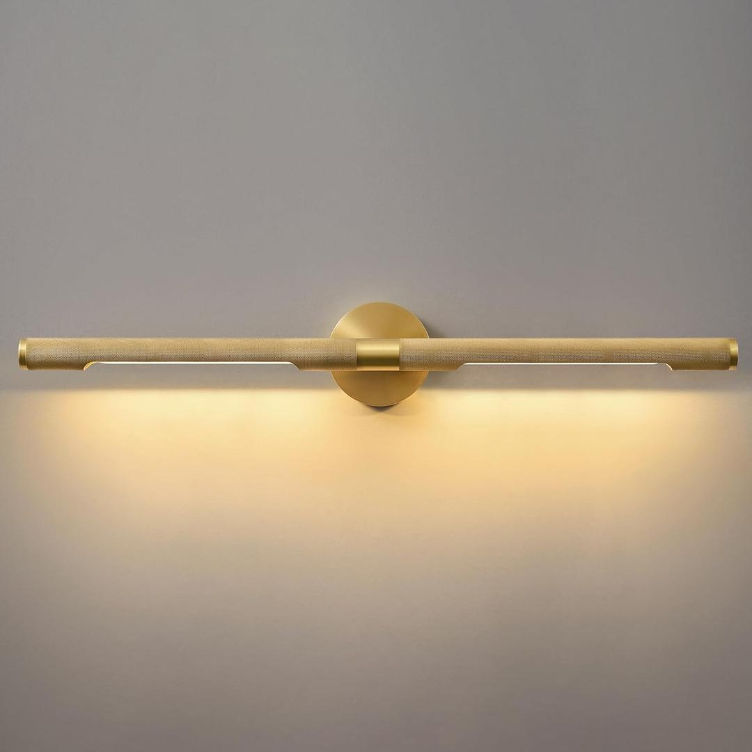 Museum Gallery Bathroom Picture Light - 30 Inch Long Gold Brass Dimmable Hardwired Wall Sconces with E12 Bulb - Frame Pictures Art Deco Sconce Lights for Painting Photo Artwork Library Vanity Over