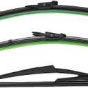 3 Piece Front and Rear Windshield Wiper Blades Set 6754 Size Compatible with Grande Punto 199 Auto Replacement Parts for Clear Visibility in Rain Snow and Weather Conditions