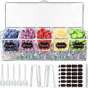 Chilled Condiment Server Tray, Bar Fruit Caddy with Lid and 5 Removable Compartments, Clear Ice Condiment Serving Tray for Party, Toppings Bar Container, Garnish
