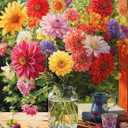 Cross & Glory - Rainbow Dahlia Delight - 1000 Piece Jigsaw Puzzle for Adults | Vibrant Flower Collection | Satin Finish | Challenging & Colorful Art
