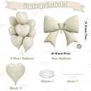 Cream Heart Balloons, Cream Bow Balloons, 10Pcs 18 Inch Heart Shaped Balloon and 38 Inch Helium Bow Balloon for Girls Boys Birthday Baby Shower Wedding Valentine's Day Proposal Party Decor