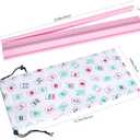 Mahjong Racks with Pushers, Pink Wooden American Mahjong Tile Pushers and Racks Set of 4, with White Printed Mahjong Racks Drawstring Bag, Mahjong Accessories (19.68 Inches)