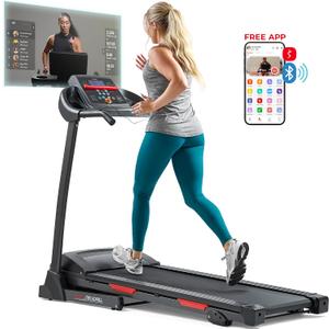 Sunny Health & Fitness Premium Folding Incline Treadmill with Pulse Sensors, One-Touch Speed Buttons, Shock Absorption, Optional Bluetooth with Exclusive SunnyFit App