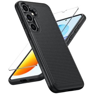 FNTCASE for Samsung Galaxy S25 Case: Dual Layer Heavy Duty Cell Phone Protective Cover Shockproof Rugged with Non-Slip Textured - Military Drop Protection Bumper Tough - 2025, 6.2 inch (Black)