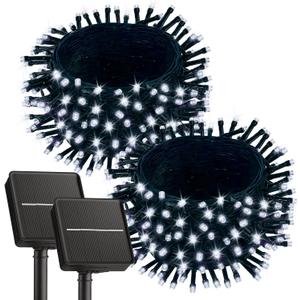 Brightown 2 Pack Solar String Lights for Outside, Each 46Ft 120 LED Solar String Lights Outdoor with 8 Modes, IP65 Waterproof Solar Lights for Patio Yard Wedding Garden Party Decorations, Cool White