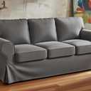 Sofa Covers Compatible with IKEA Ektorp 3 Seat Sofa Slipcovers (Polyester Flax Dark Gray, Ektorp Sofa)