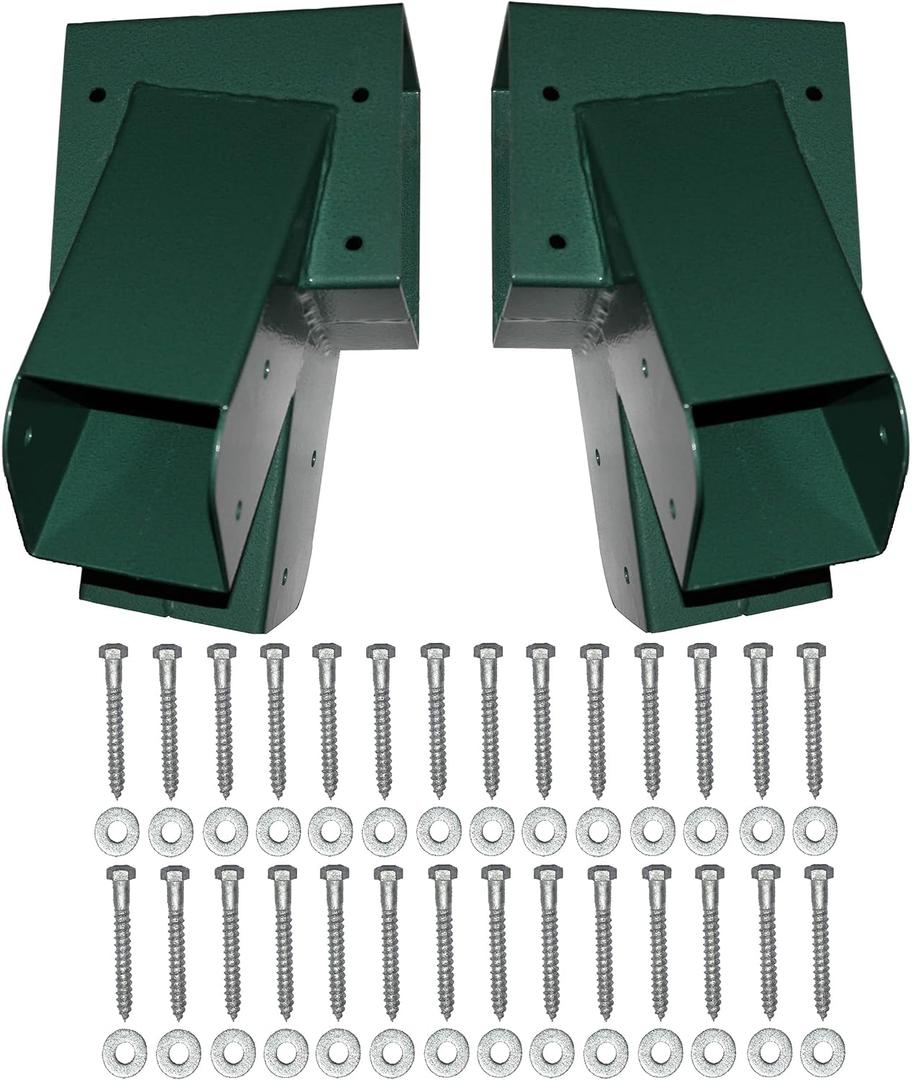 Jungle Gym Kingdom 2 Pack Swing Set Brackets  Premium, Heavy Duty, Steel A-Frame Bracket w/ Hardware - Includes Wood Screws & Washers