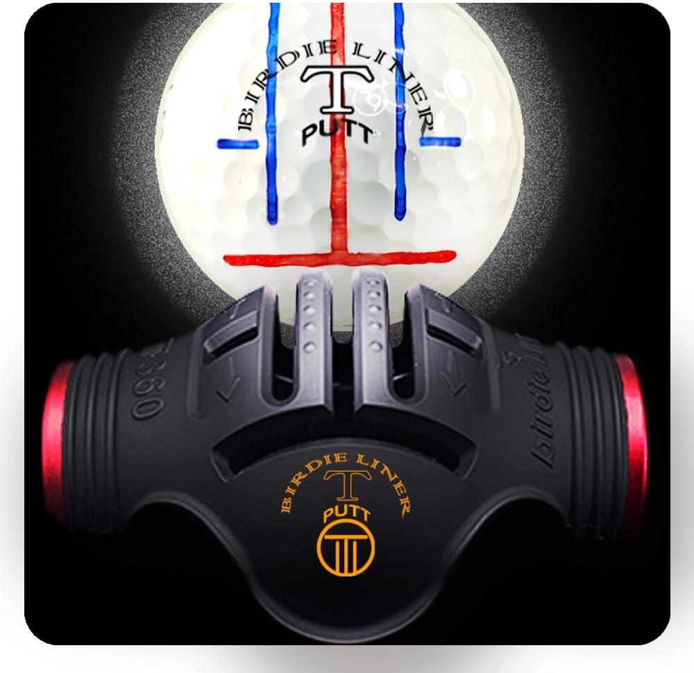 360-Degree Golf Ball Marker Alignment Tool Kit - Triple Line Stencil with 3-Color Pens and Gift Box