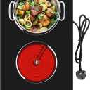 VBGK Electric Cooktop,12 Inch Built-in Radiant Electric Stove Top,110V 2100W 2 burner cooktop With 9 Heating Level, Timer & Kid Safety Lock, Sensor Touch Control 2 burner Induction Cooktop