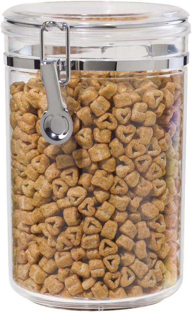 Oggi Medium-Sized Clear Canister with Clamp Lid, 61 oz - Large Airtight Food Storage Container, for Kitchen & Pantry Storage of Bulk, Dry Foods, Pasta, Flour, Sugar, Coffee, Rice, Tea, Spices & Herbs (61-Fluid Ounce)