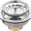 BOTEMY Stainless Steel Sink Drain Strainer Kit 3-1/2 inch Kitchen Drain Assembly with Metal Center Knob Basket Stopper Replacement for Standard Kitchen Sinks, Brushed
