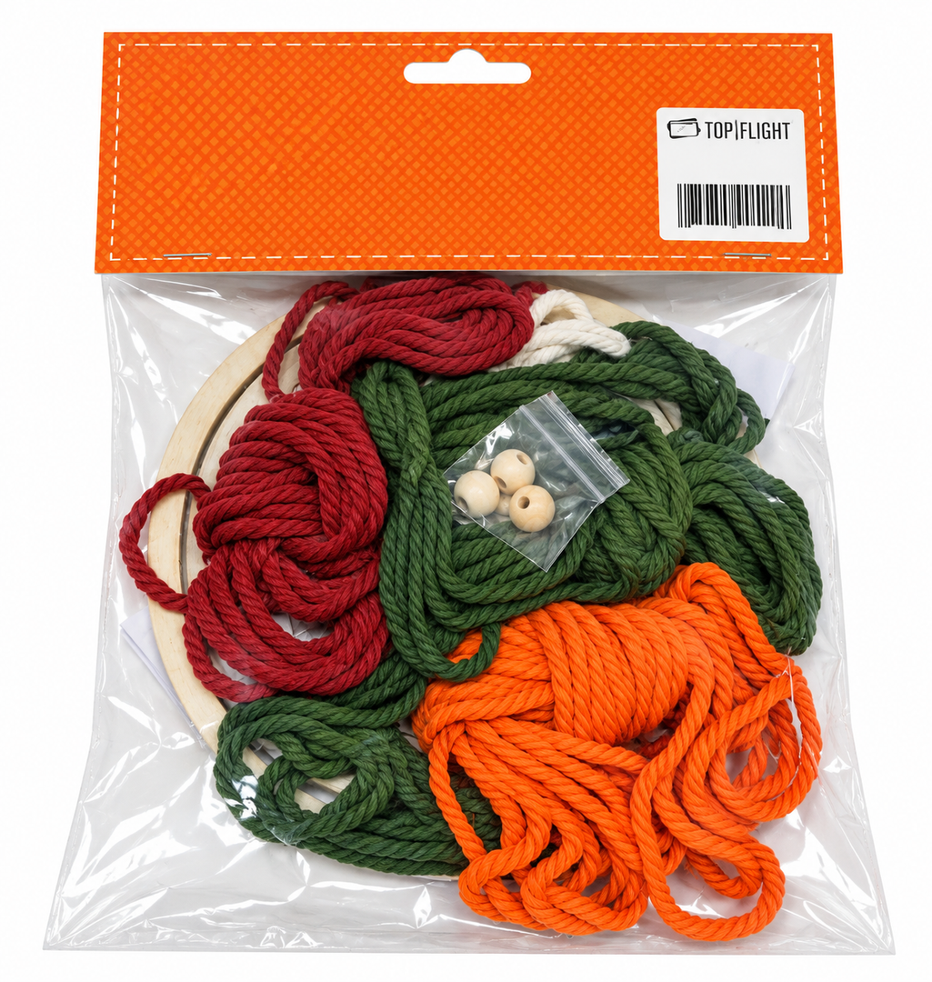 DIY Fiber Wall Hanging Kit for Creating Decorative Wall Hangings. Includes Colored Cords and Craft Accessories.