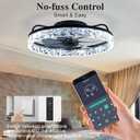 DIAMONDFORGE Ceiling Fans with Lights and Remote Fandelier - Low Profile Modern - 20'' Flush Mount Ceiling Fans for Bedroom,Stepless Color Temperature and 6 Speeds- Black and Crystal
