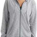 Hanes womens Slub Knit Full-zip Hoodie, Textured Cotton Zip-up T-shirt Hoodie for Women (Gray, M)