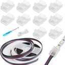HOMELYLIFE 5 Pin LED Strip Connectors 12mm Solderless 10 Pcs with 16.4ft Extension Cable 5 Conductor for Waterproof or Non-Waterproof 12mm Wide RGBW RGBWW LED Strip Lights