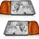 WEELMOTO for 2001-2011 ford Ranger Headlights Assembly,Headlamp Replacement for 01-11 ford Ranger Chrome Housing Amber Reflector Left+Right Pair Set