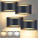 Battery Operated Wall Sconces Set of 4 Wireless Indoor Wall Lights Up and Down Wall Mount Light for Living Room Bedroom Corridor Hallway Conservatory Wall Lamps Brightness Adjustable