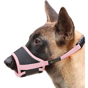 HEELE Dog Muzzle Nylon Soft Anti-Biting Barking Secure,Mesh Breathable Pets Muzzle for Large Dogs 4 Colors 4 Sizes (L, Pink)