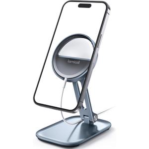 Lamicall Phone Stand for Apple 15W MagSafe Charger - Collasple Adjustable Charging Holder Dock Cradle for Desk, Compatible with Airpods, iPhone 16 15 14 13 12 Plus, Pro, Pro Max, Grey [Stand Only]