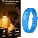 Vibrating Alarm Clock Watch for Heavy Sleepers, Silent Wake Up Bracelet & Smart Wristband, Wearable Vibration Wrist Alarm, Non-Audible Sleep Wristband for Men & Women (Blue)