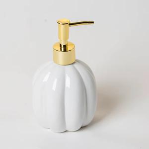 123Arts Pumpkin Soap Dispenser Lotion Bottle Ceramic Liquid Dispenser,350ml (White)