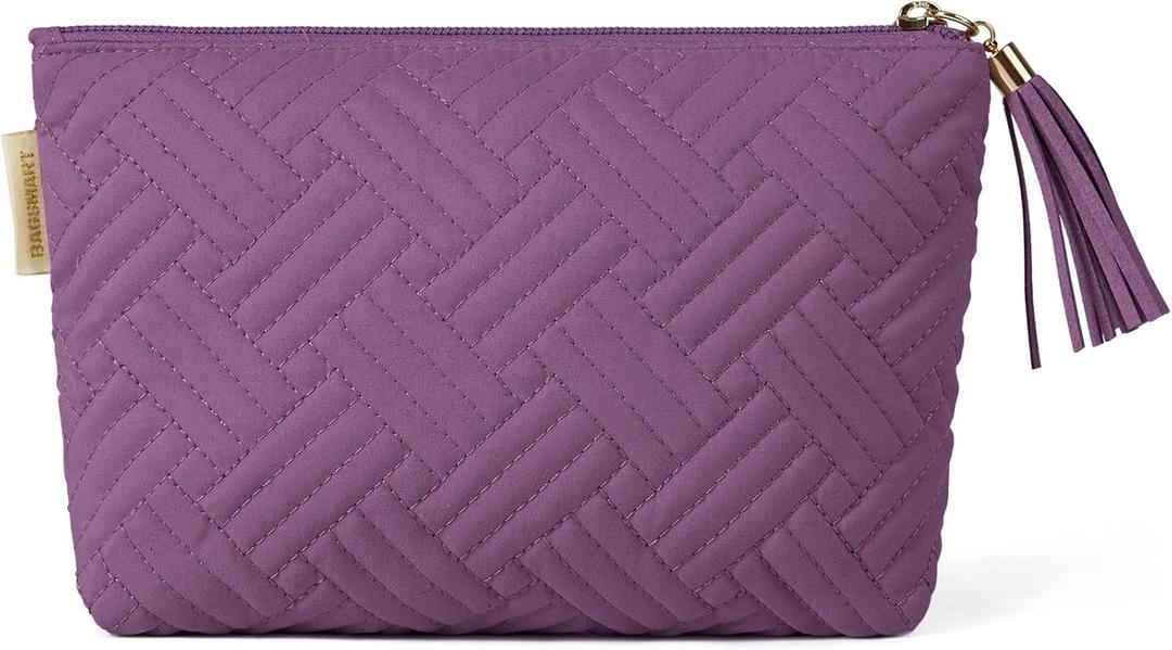 BAGSMART Small Cosmetic Bag, Elegant Roomy Makeup Bags,lipstick pouch,Zipper Pouch,Great Gifts for Women,Travel Waterproof Toiletry Bag Accessories Organizer Gifts (Purple-1 pcs)