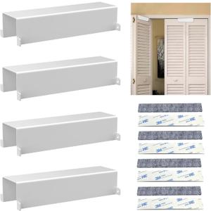 Bifold Door Lock Child Safety,Bi Fold Door Lock for Closet & Folding Doors(1-1/8" to 3/8" Thick),Double Door Cabinet Lock Baby Proof,Keep Toddlers,Cats & Dogs Out,No Tools Installation (White,4PCS)