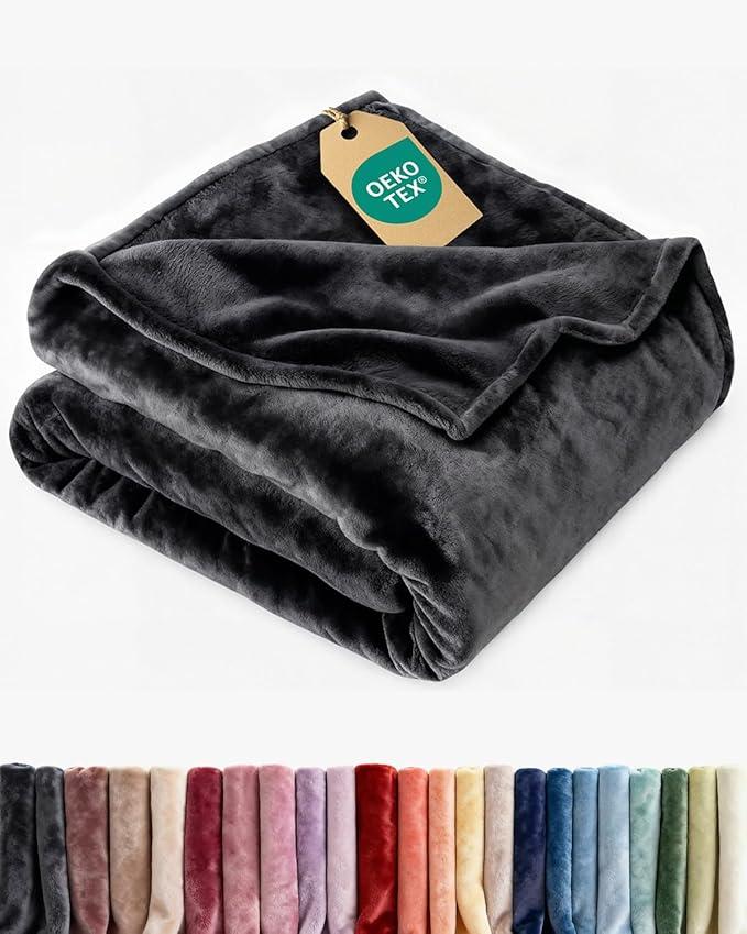 Ultra Soft Fleece Blanket Throw Size - Flannel Fleece Luxury Throw Blanket - Lightweight for Couch Bed Chair - Thick, Warm and Breathable - All Season Cozy Fuzzy, Anti-Static Microplush Bedding, Black, Size: Throw (50" x 60")