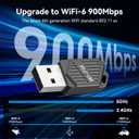 2-in-1 USB WiFi 6 Adapter with Bluetooth 5.4 Dual Band 2.4/5GHz, 900Mbps Wireless Network Adapter for Desktop/Laptop, 802.11ax, Driver Free, WPA3, Mini WiFi Dongle for Windows 11/10
