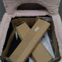 GREENSTELL Small Vanity Stool Chair with Storage and Folding Back, 13.4" x 15" x 30" Square Faux Fur Soft Ottoman, 4 Metal Legs with Anti-Slip Feet, Furry Padded Seat for Makeup, Bedroom, Pink