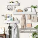 Wall Mounted Coat Rack with Shelf, Wooden Entryway Organizer with Hidden Metal Hooks for Hanging Coats Bags Keys, Modern Floating Shelf for Hallway Bathroom