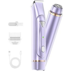 Dermave Bikini Shaver - Electric Bikini Trimmer for Women, 2-in-1 Waterproof Shaver (Light Purple)