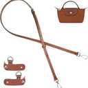 Jiesinlov Leather Bag Shoulder Strap Replacement Crossbody Adjustable Conversion Kit Fit for Mini Pouch (New-brown-silver)